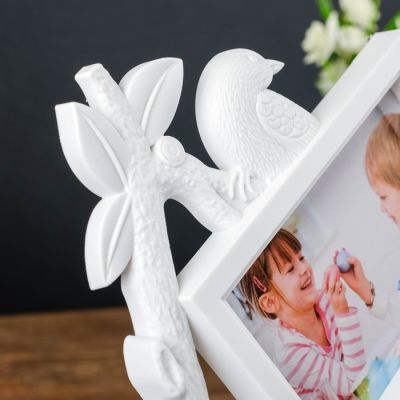 Фоторамка пластик на 2 фото: 10х15 см и 13x18 см "Дерево и улитка" белая 33,5х23 см