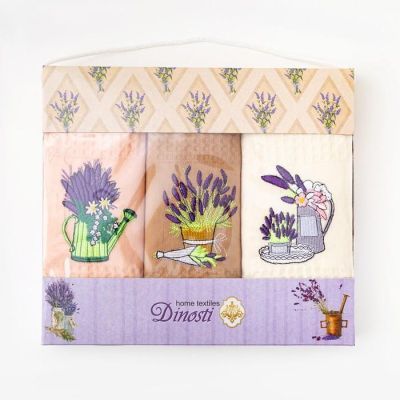 Набор вафельных полотенец Лаванда 33х60 см, 100% хл, 3 шт