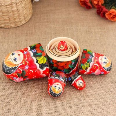 Матрёшка «Цветочная», красный платок, 5 кукольная, 17 см