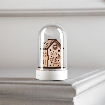 Светодиодная фигура под куполом «Домик Санты» 6 × 9.5 × 6 см, дерево, батарейки LR1130х3, свечение тёплое белое