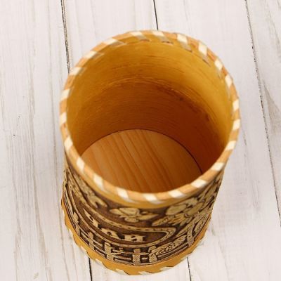 Туес «Подсолнухи», чай, 8×17,5 см, береста, микс