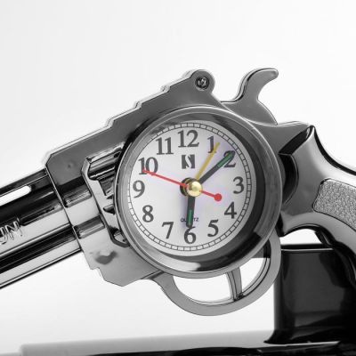 Часы-будильник "Пистолет", дискретный ход, 13 х 24 см, d циферблата=7 см