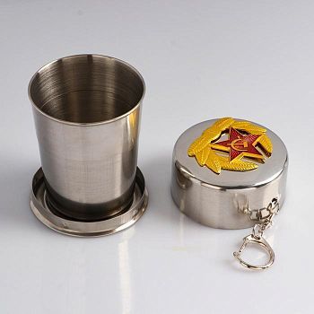 Складной стакан с карабином, серия: 23 Февраля, "Красная звезда", 100 мл, d=6 см