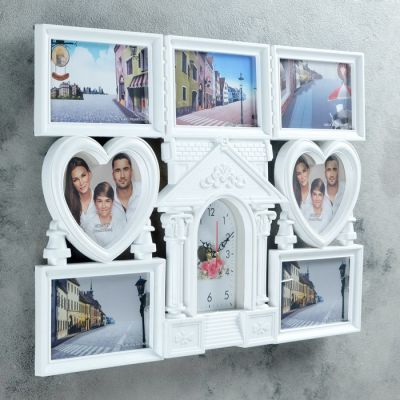 Часы настенные, серия: Фото, "Основа и опора", 7 фот-к, 10х15, 13х13, 53х38 см