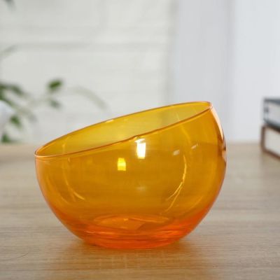 Ваза "Анабель" шаровая с косым резом оранжевая d-12см, h-9.5см 1668