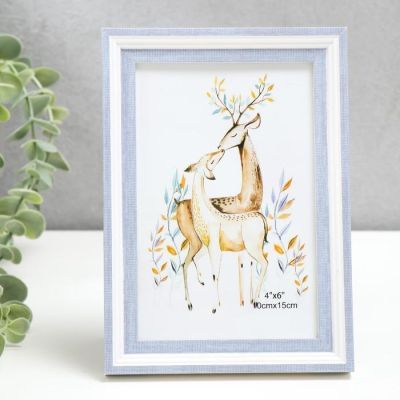 Фоторамка пластик 10х15 см "Белая с сиренью" 17,5х12,5 см