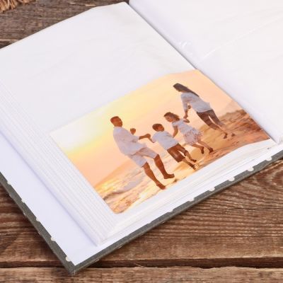 Фотоальбом на 200 фото 10х15 см "Горошек" текстиль МИКС 22,5х18,7х5,5 см