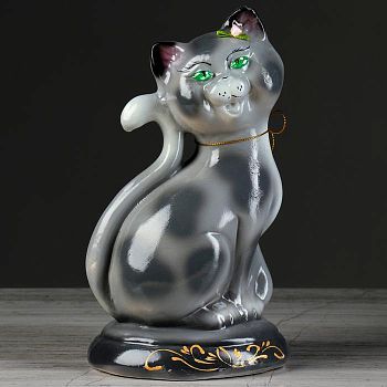 Копилка "Кошка Соня", покрытие глазурь, серая, 26 см