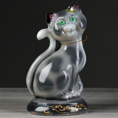 Копилка "Кошка Соня", покрытие глазурь, серая, 26 см