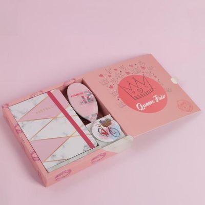 Подарочный набор «Мрамор», 3 предмета: зеркало, массажная расчёска, ежедневник, рисунок МИКС