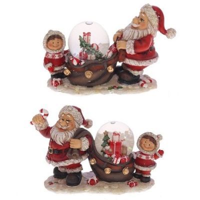 Фигурка декоративная в стеклянном шаре с музыкой "Снеговик" №34 (10 см)