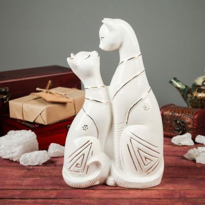 Копилка "Коты Амурчики", покрытие глазурь, белая, 27 см, микс