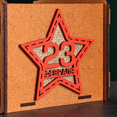 Кашпо деревянное "23 февраля. Звезда" 15,5х16,5х29 см