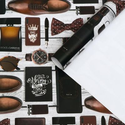 Бумага упаковочная глянцевая "Мужской набор", 0,5 х 0,7 м