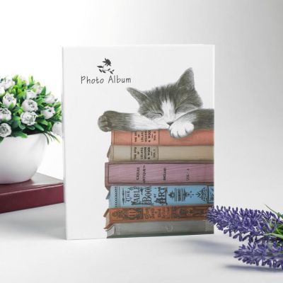 Фотоальбом на 100 фото 10х15 см "Спящий кот на книгах" 17,8х14х5 см