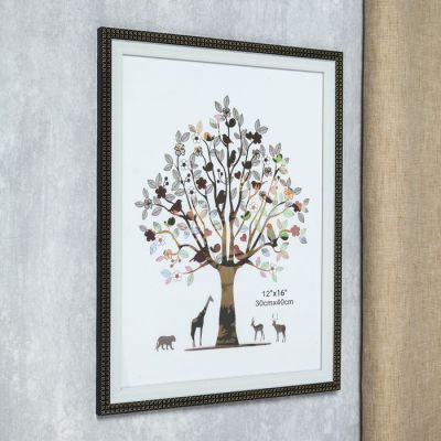 Фоторамка пластик 30х40 см "Золотые крестики" чёрная с белым 44,8х34,8 см