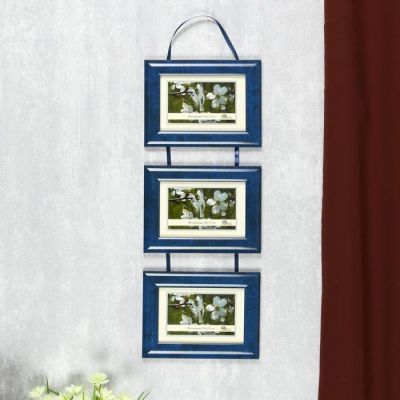 Фоторамка "Тройная тесьма" голубая 10х15 см