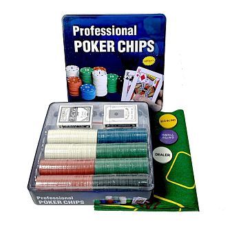 Набор для игры в покер на 400 фишек с сукном (в жестяной коробке)
