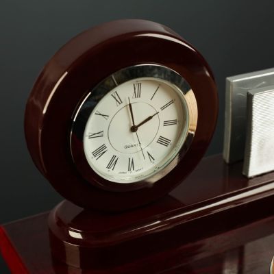 Набор настольный 4в1 (часы в круге, визитница, ручка, блок с бумагой) 30*20см, микс