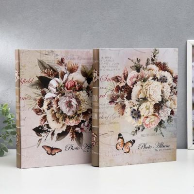 Фотоальбом на 200 фото 13х18 см "Букет" в коробке, зол.обвод МИКС 29,7х23х5,5 см