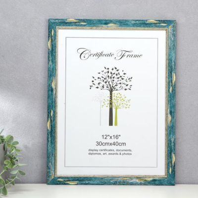 Фоторамка пластик 30х40 см "Состаренная древесина, синий" 44х34 см