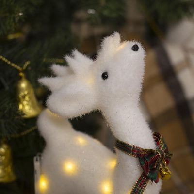 Светодиодная фигура «Олень» 16 × 30 × 9 см, флок, батарейки CR2032х2, свечение тёплое белое