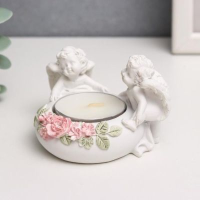 Сувенир "2 ангелочка со свечой" 5,5х9х7 см