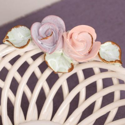 Конфетница "Рафаэлка", белая, лепка, плетение, 22 см, микс