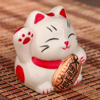 Копилка керамика "Манэки-нэко с пожеланием" МИКС 6х7х7,5 см
