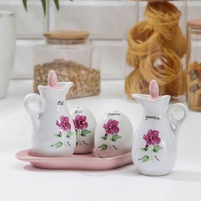 Набор для специй «Фиалка», 4 предмета на подставке