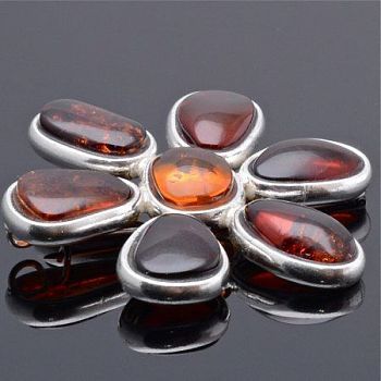 Брошь-кулон Янтарь "Ромашковое лето" арт.ЯК-1485