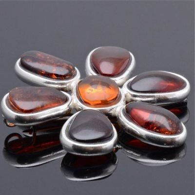 Брошь-кулон Янтарь "Ромашковое лето" арт.ЯК-1485