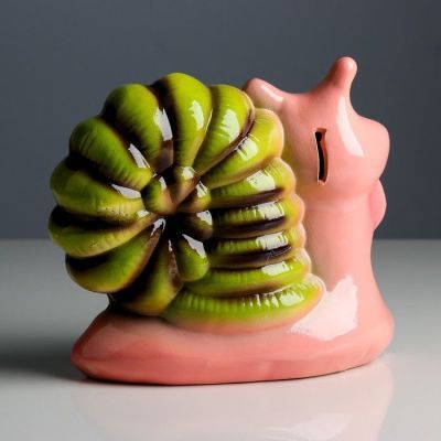Копилка "Улитка на полянке", глянец, разноцветная, 18 см