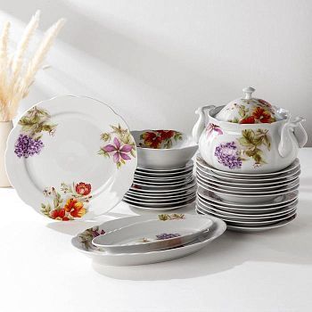 Сервиз столовый «Аппетитный. Альпийские цветы», 29 предметов