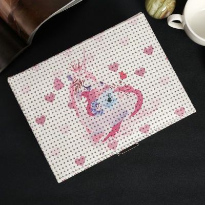 Шкатулка кожзам для украшений "Единорожек и цветы" с блёстками 8х17х23 см