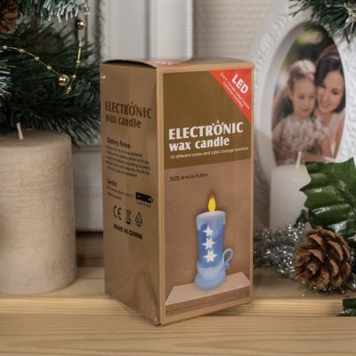 Светодиодная фигура «Свеча с ёлкой» 9 × 15 × 7 см, пластик, батарейки AG13х3, свечение тёплое белое