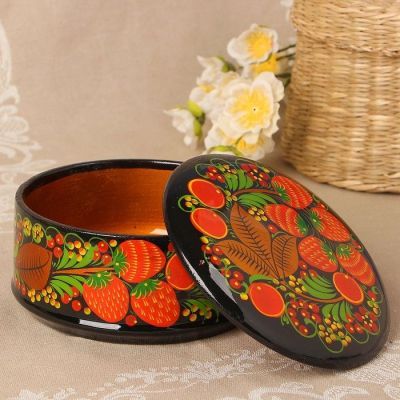 Коробка «Ягодка», большая, 15×8 см, хохлома