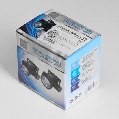 Фонарь налобный аккумуляторный 1 Вт, 1200 мАч, 110 лм, USB, 7 x 5 x 6.2 х 5.7 см