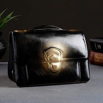 Копилка "Барсетка" черная, 14см