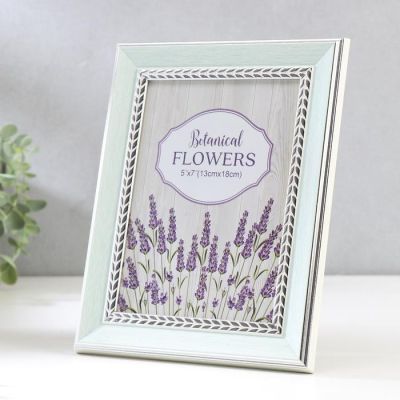 Фоторамка пластик 13х18 см "Нежно-голубая с серебристой косичкой" 22,5х17,5 см