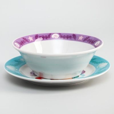 Набор посуды «Ариэль», 4 предмета: тарелка Ø 16,5 см, миска Ø 14 см, кружка 200 мл, коврик в подарочной упаковке, Принцессы Дисней