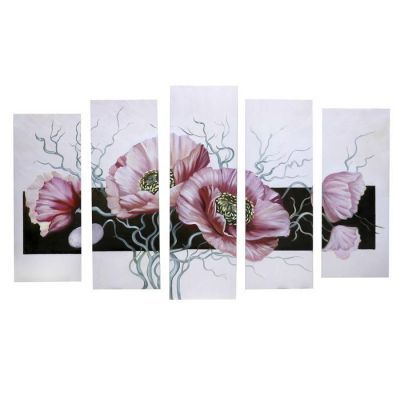 Картина модульная на подрамнике "Розовые маки" 125х80 см (2-25х63, 2-25х70, 1-25х80)