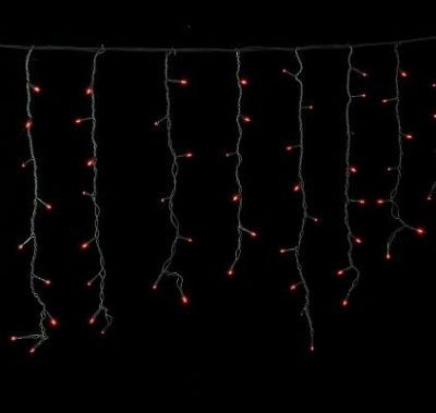 Гирлянда уличная "Бахрома" (Ш:4 м, В:0,6 м, нить темная, красный)