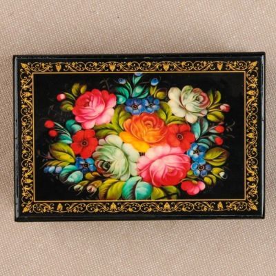Шкатулка «Пионы с лесными цветами», 6×9 см, лаковая миниатюра