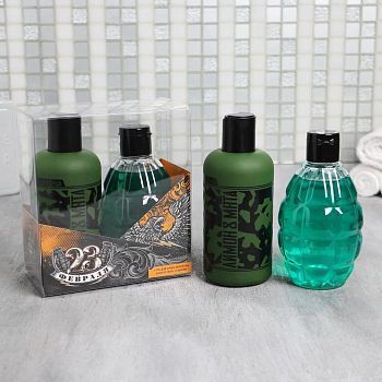 Набор "23 Февраля" гель для душа фляга, шампунь граната 250 мл аромат мята и цитрус