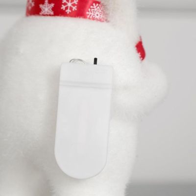 Светодиодная фигура «Медведь с посохом» 9 × 15 × 6 см, флок, батарейки CR2032х2, свечение тёплое белое