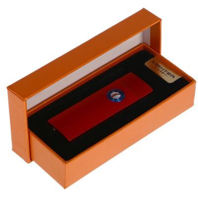 Зажигалка электронная в подарочной коробке, USB, спираль, красная, 2.5х8 см