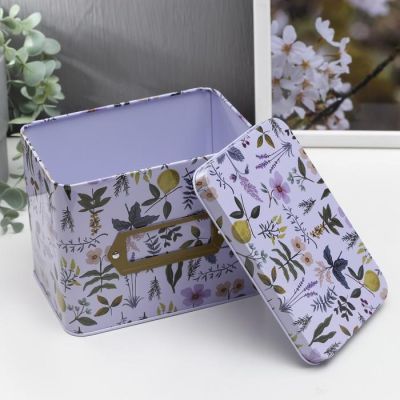 Шкатулка металл прямоугольная "Цветы и разнотравье" 12,7х10,8х15,8 см