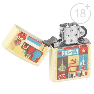 Зажигалка ZIPPO 216 RUSSIAN POSTCARD с покрытием Cream Matte
