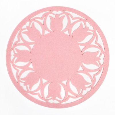 Салфетка декоративная Доляна"Тюльпаны" цвет розовый,d 30 см, 100% п/э, фетр